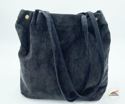 Black Corduroy Tote Bag