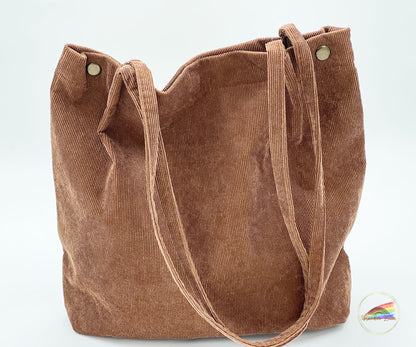 Brown Corduroy Tote Bag