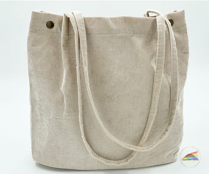 Cream Corduroy Tote Bag