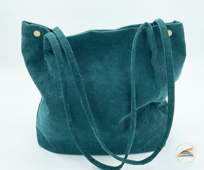 Emerald Corduroy Tote Bag