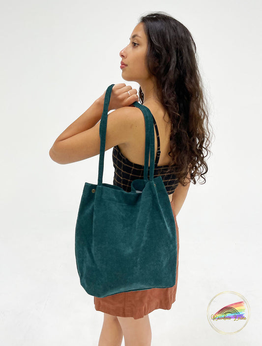 Emerald Corduroy Tote Bag