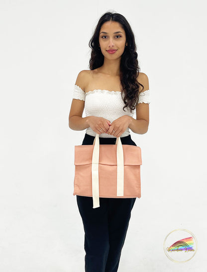 Salmon & White Ribbon Bag