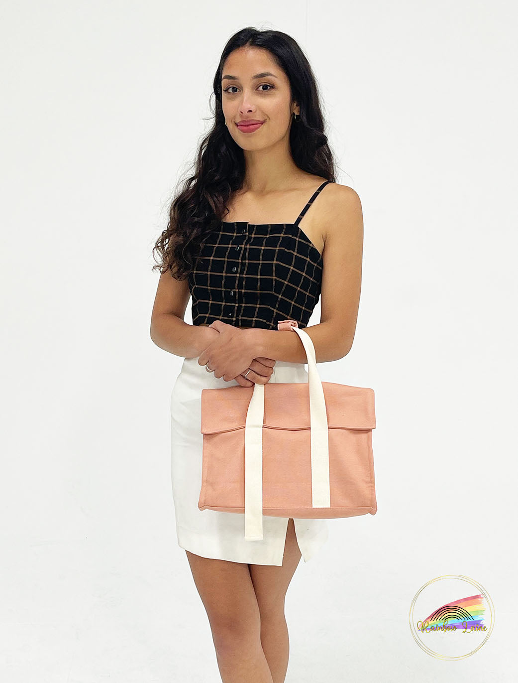 Salmon & White Ribbon Bag